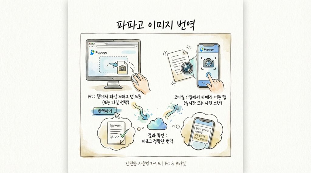 파파고 이미지 번역 PC 모바일 사용법