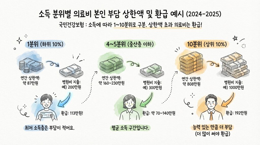 국민건강보험 본인부담상한제 환급금 신청 및 지급일: 소득분위별 기준액과 병원비 돌려받는 법 5 건강보험공단 소득분위별 기준