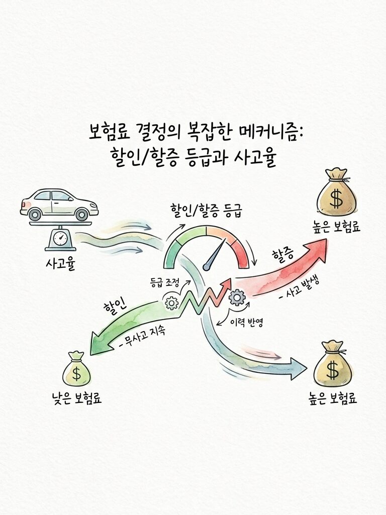 보험료가 결정되는 복잡한 메커니즘인 '할인할증 등급'과 '사고 건수 요율'