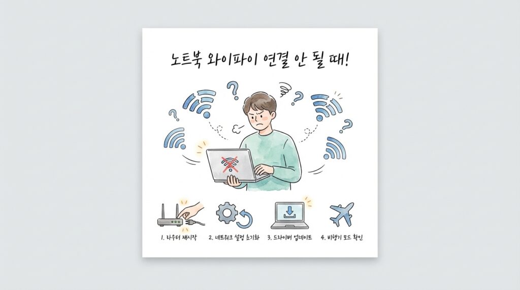 노트북 와이파이 연결 안될때 해결방법