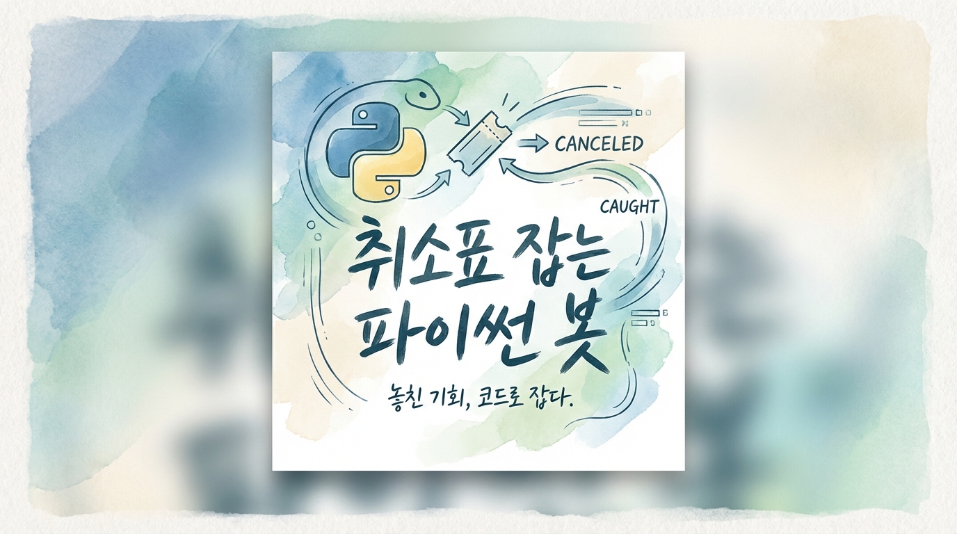 취소표를 잡을 수 있는 파이썬 봇 만들기 표지