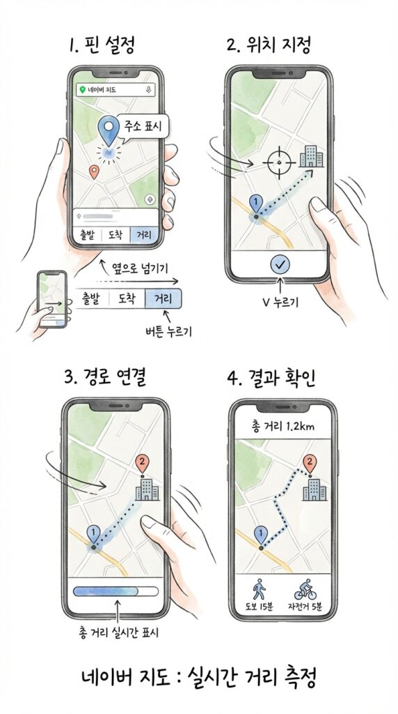 네이버 지도 거리 재기 및 도보 자전거 시간 계산법: 운동 코스부터 우리 동네 산책로까지 1분 만에 마스터하기 10 네이버 지도 모바일 앱으로 거리 재기
