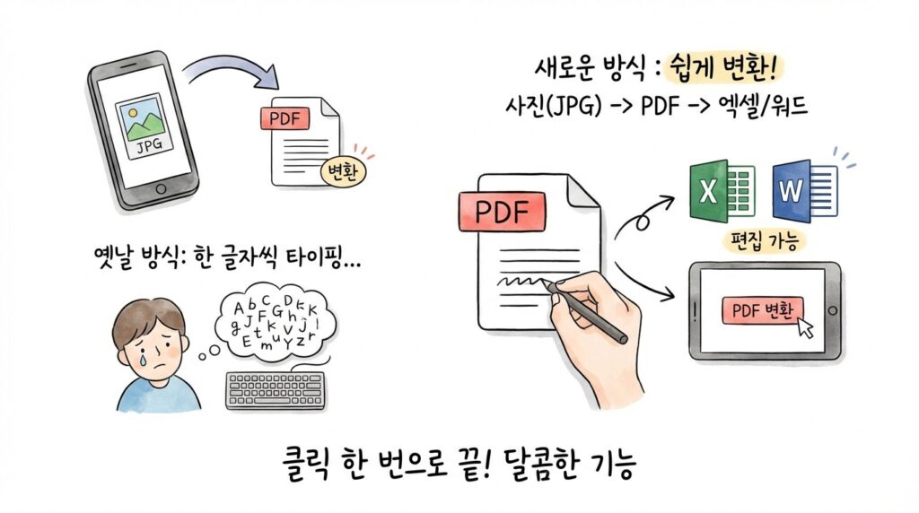 JPG를 PDF로, PDF를 엑셀로 변환하기