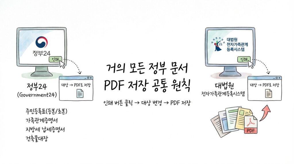 정부24 주민등록등본 PDF 저장 및 인터넷 발급
정부문서 동일