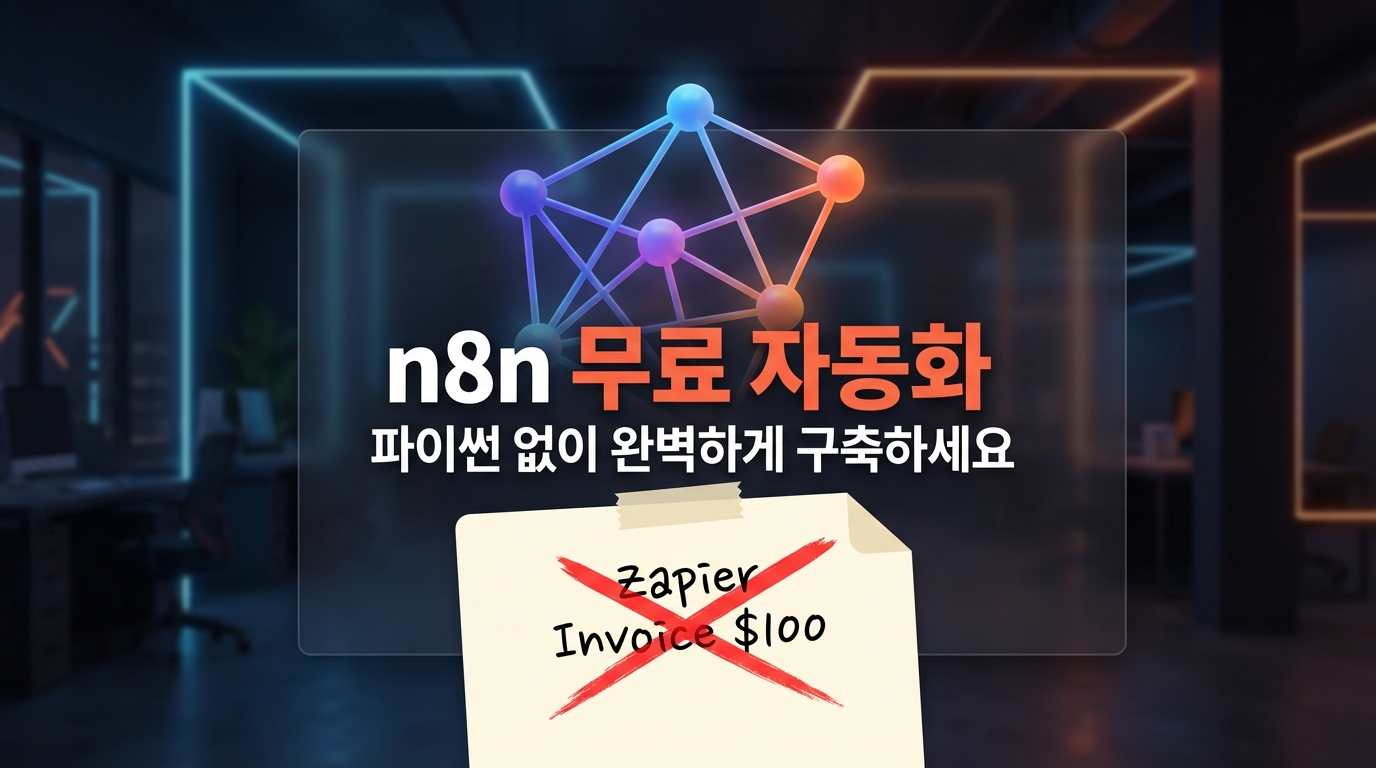 구독료 없이 무제한으로 파이프라인을 구축하는 n8n 무료 자동화 시스템의 노드 연결 개념도