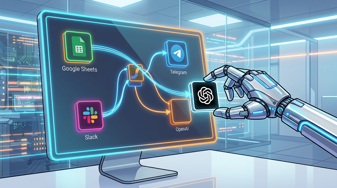 비싼 자피어(Zapier)는 그만! 완벽한 n8n 무료 자동화 세팅 가이드 (1편) 3 n8n 노드 연결 파이프라인 구축 화면