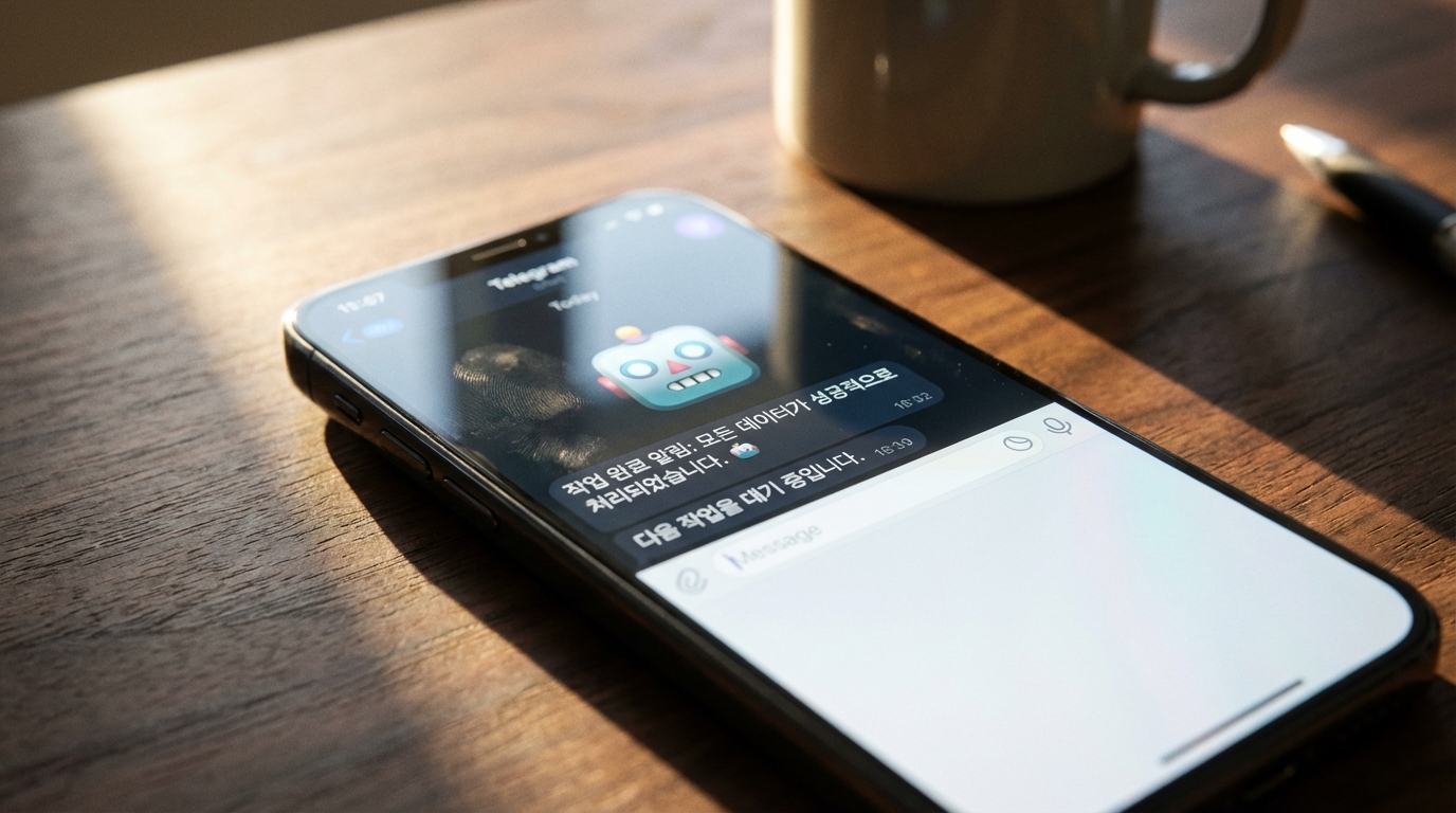 비싼 자피어(Zapier)는 그만! 완벽한 n8n 무료 자동화 세팅 가이드 (1편) 4 n8n 텔레그램 알림 수신 화면