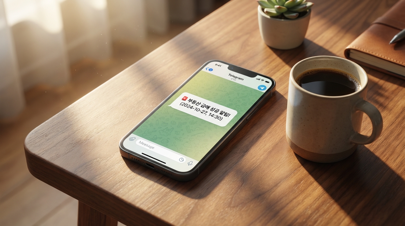 네이버 부동산 크롤링 차단 완벽 우회! 아파트 급매물 알림 봇 만들기 4 아파트 급매물 텔레그램 알림 봇 성공화면